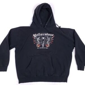 Standard Supply Yellowstone Motorcycle Hoodie XL Black Distressed Biker Graphic